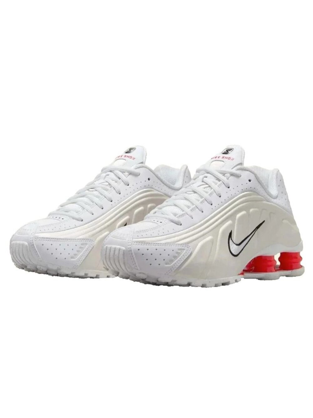 New Women's Nike Shox R4 Running Shoes Size 7 White/Phantom/Picante AR3565-103